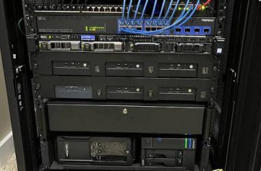 Private home server rack running decentralized self-hosted cloud storage